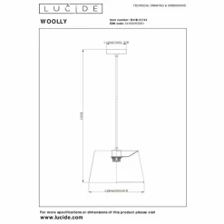 Lampes En Tissu-Luminaires Lucide Suspension Lucide WOOLLY Noir, 1 lumière