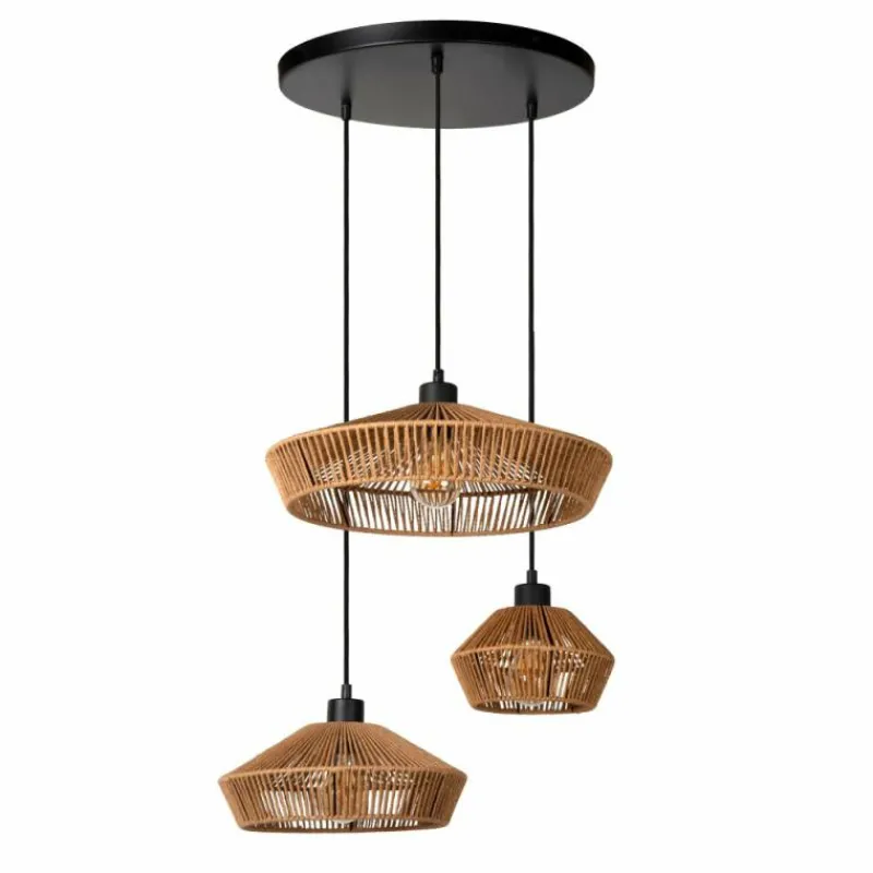 Luminaires Scandinaves-Luminaires Lucide Suspension Lucide YUNKAI Noir, 3 lumières