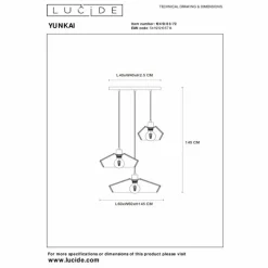 Luminaires Scandinaves-Luminaires Lucide Suspension Lucide YUNKAI Noir, 3 lumières