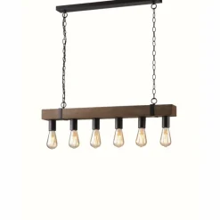 Luminaires Rustiques-Luce Design Suspension Lutec Texas Brun, 6 lumières