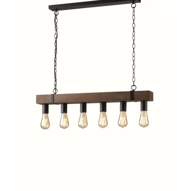 Luminaires Rustiques-Luce Design Suspension Lutec Texas Brun, 6 lumières