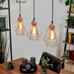 Lampes Vintages & Rétros-hofstein Suspension Lyssons Noir, 3 lumières