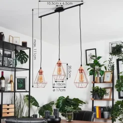 Lampes Vintages & Rétros-hofstein Suspension Lyssons Noir, 3 lumières