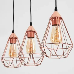 Lampes Vintages & Rétros-hofstein Suspension Lyssons Noir, 3 lumières