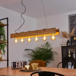 Style Boho-Chic-hofstein Suspension Maahui Écru, Noir, 6 lumières