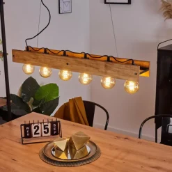 Style Boho-Chic-hofstein Suspension Maahui Écru, Noir, 6 lumières