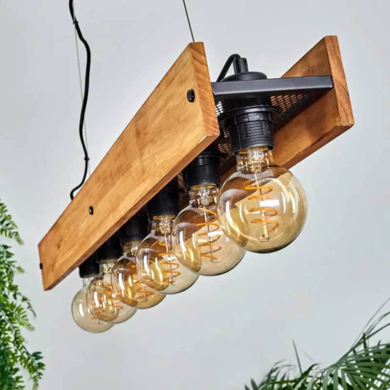 Style Boho-Chic-hofstein Suspension Maahui Écru, Noir, 6 lumières