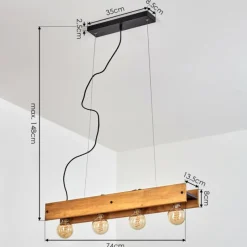 Lampes Vintages & Rétros-hofstein Suspension Maahui Noir, 4 lumières