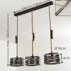 Lampes Industrielles-hofstein Suspension Macatawa Brun, Noir, 3 lumières