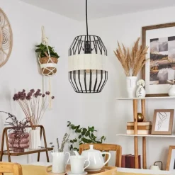 Lampes En Tissu-hofstein Suspension Macken Noir, 1 lumière