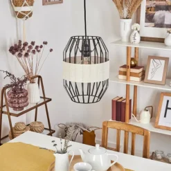 Lampes En Tissu-hofstein Suspension Macken Noir, 1 lumière