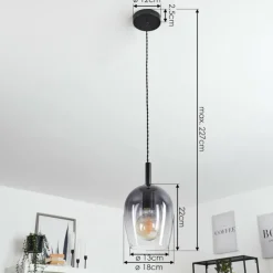 Suspension Verre Fumé-hofstein Suspension Magnano Noir, 1 lumière