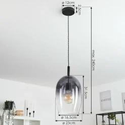 Suspension Verre Fumé-hofstein Suspension Magnano Noir, 1 lumière