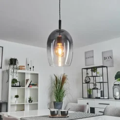 Suspension Verre Fumé-hofstein Suspension Magnano Noir, 1 lumière