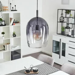 Suspension Verre Fumé-hofstein Suspension Magnano Noir, 1 lumière