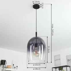 Suspension Verre Fumé-hofstein Suspension Magnano Noir, 1 lumière