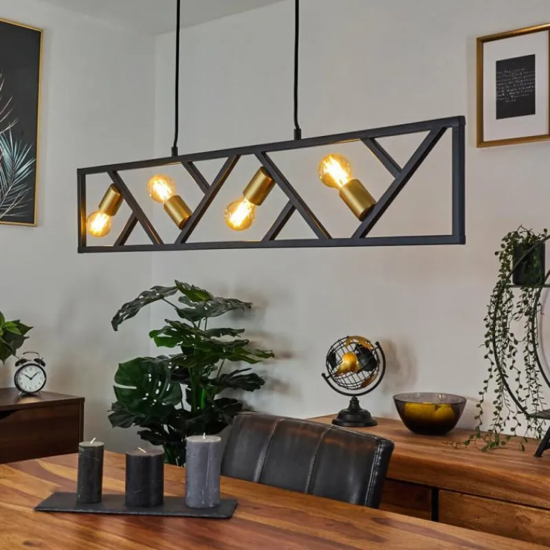 Lampes Dorées-hofstein Suspension Maillard Noir, 4 lumières