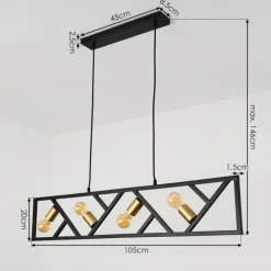 Lampes Dorées-hofstein Suspension Maillard Noir, 4 lumières