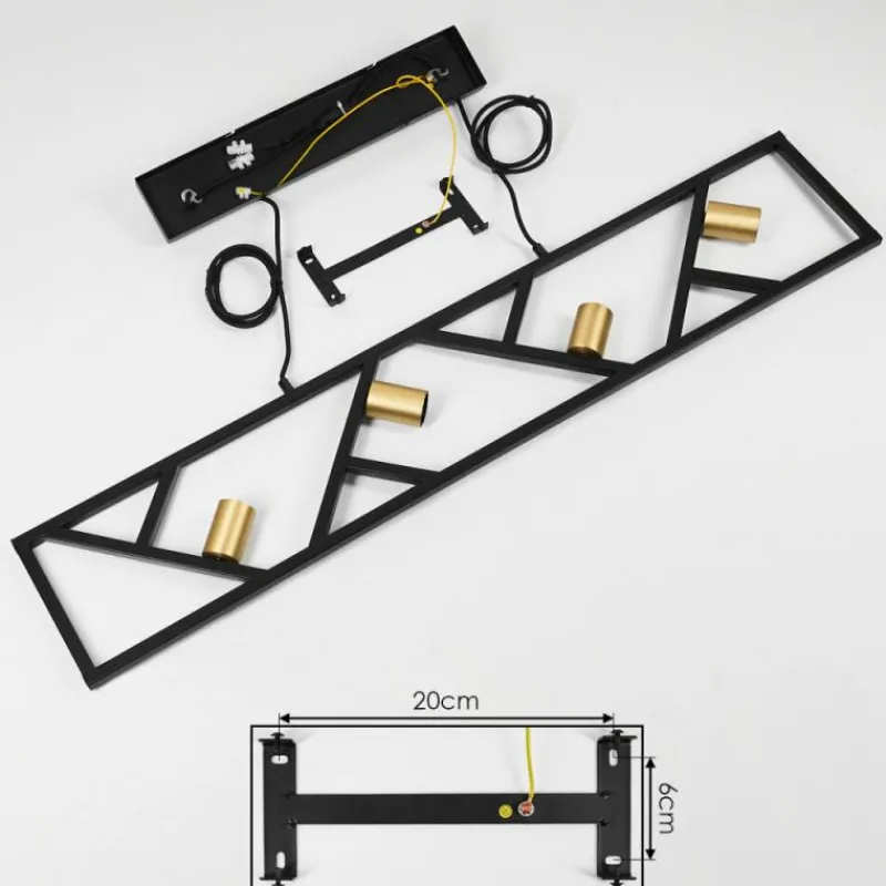 Lampes Dorées-hofstein Suspension Maillard Noir, 4 lumières