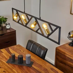 Lampes Dorées-hofstein Suspension Maillard Noir, 4 lumières