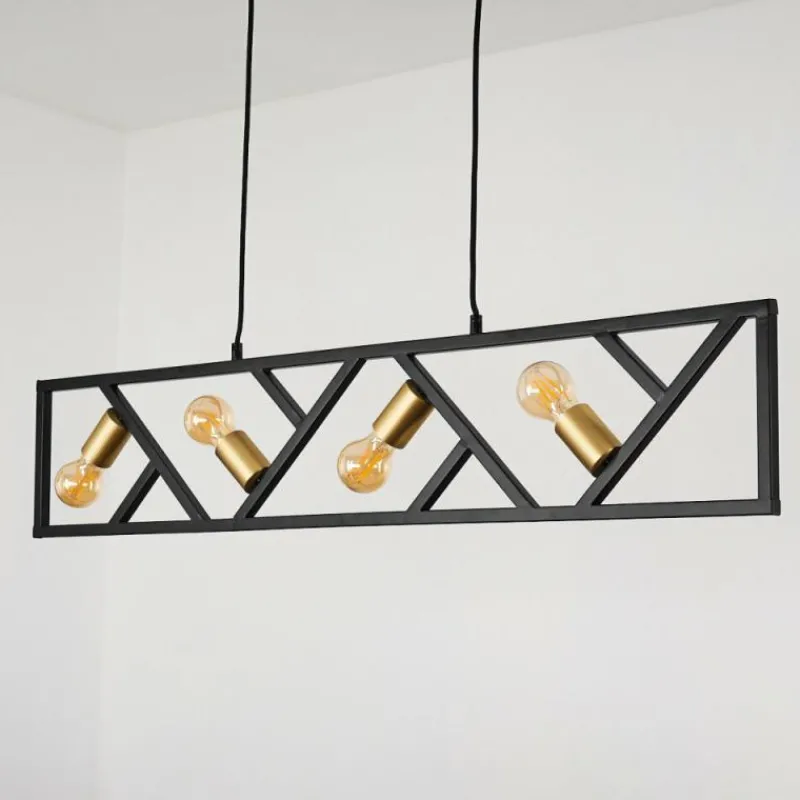 Lampes Dorées-hofstein Suspension Maillard Noir, 4 lumières