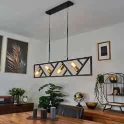 Lampes Dorées-hofstein Suspension Maillard Noir, 4 lumières