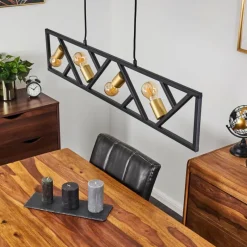 Lampes Dorées-hofstein Suspension Maillard Noir, 4 lumières