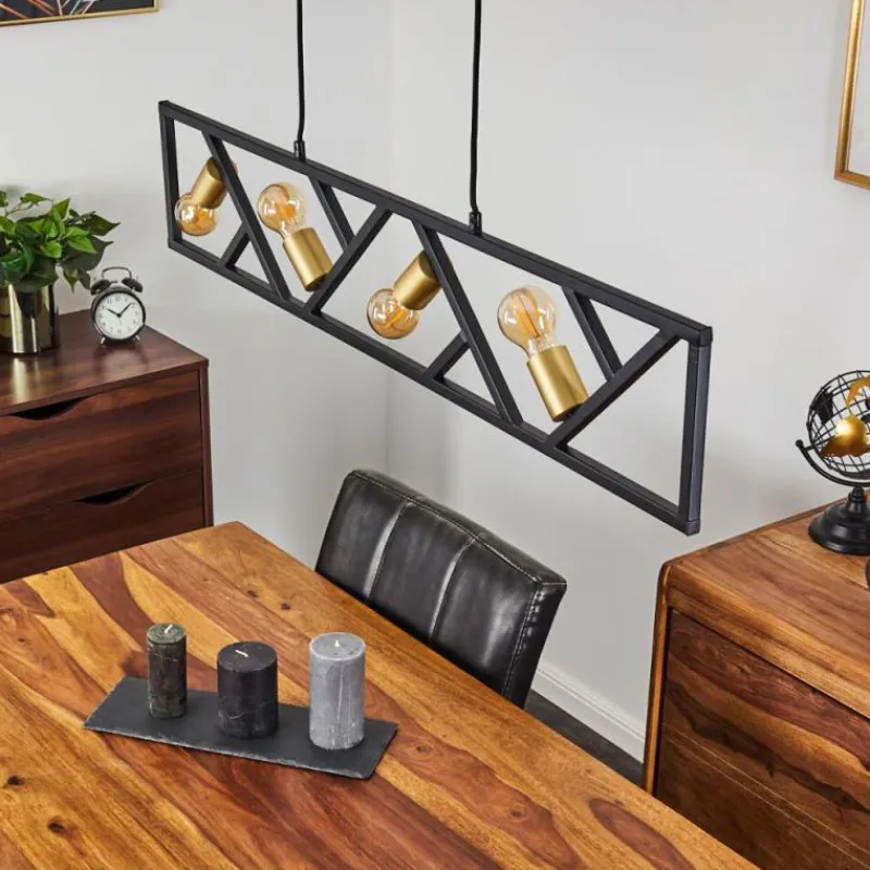 Lampes Dorées-hofstein Suspension Maillard Noir, 4 lumières