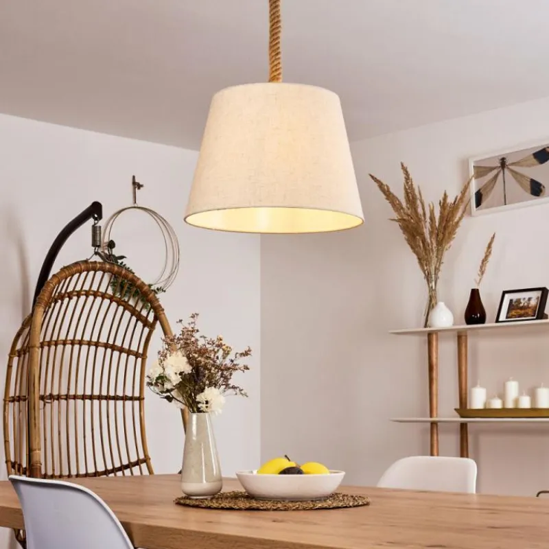 Lampes En Tissu-hofstein Suspension Makondo Brun, Noir, 1 lumière