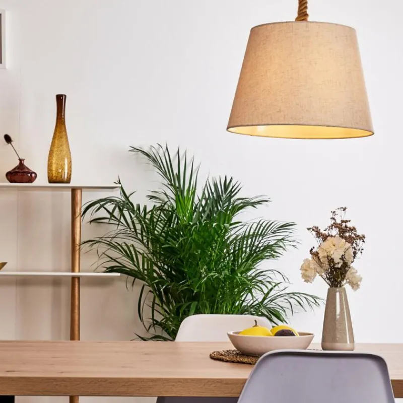 Lampes En Tissu-hofstein Suspension Makondo Brun, Noir, 1 lumière