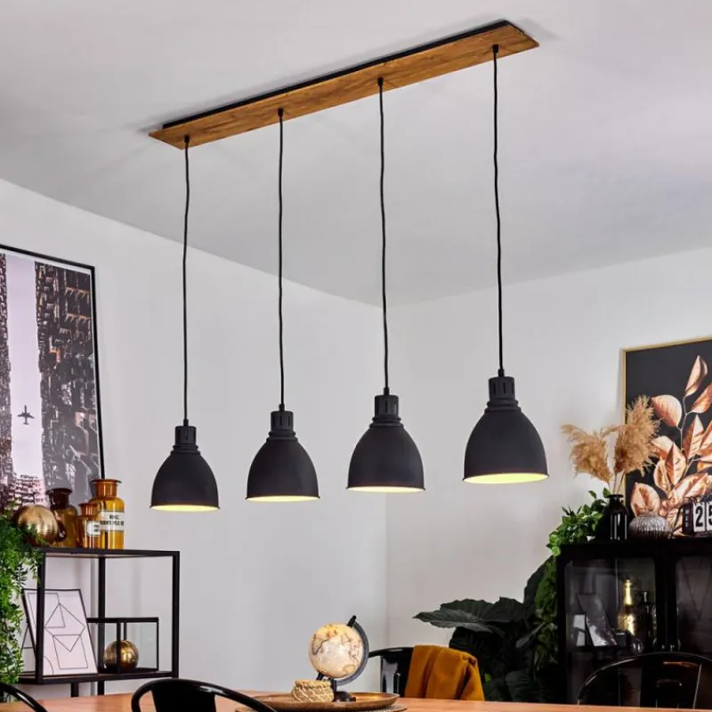 hofstein Suspension Malabe Bois foncé, Noir, 4 lumières