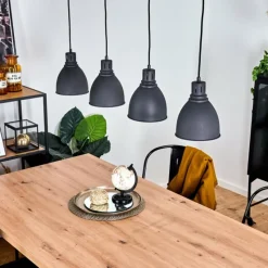 hofstein Suspension Malabe Bois foncé, Noir, 4 lumières