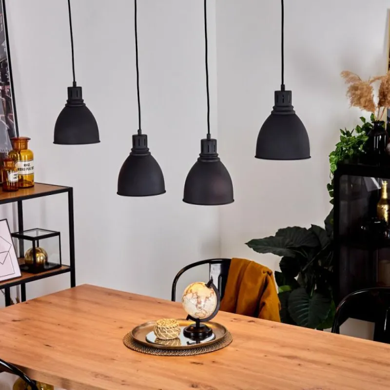 hofstein Suspension Malabe Bois foncé, Noir, 4 lumières