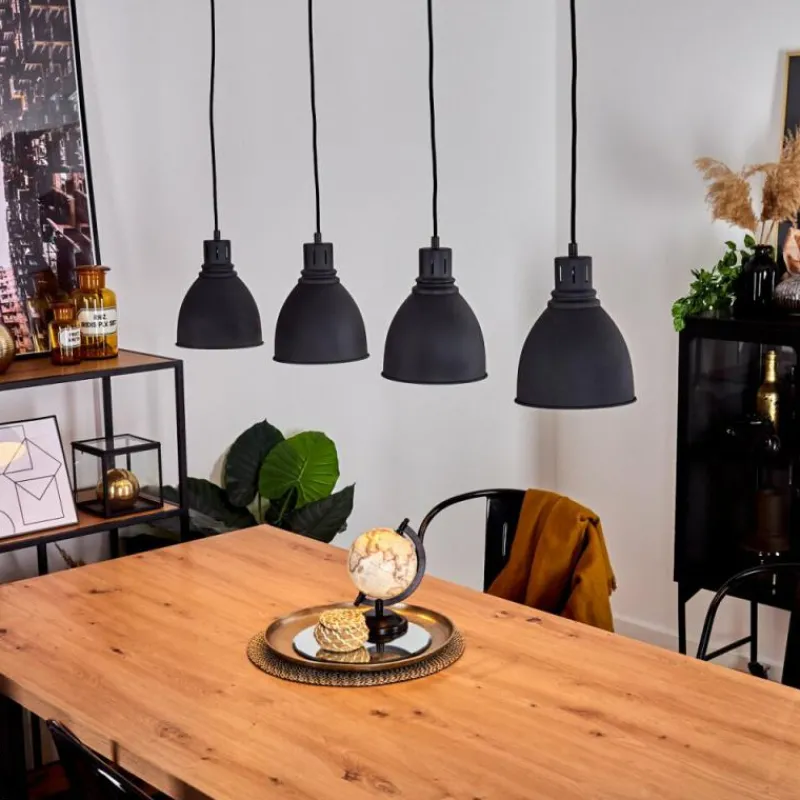 hofstein Suspension Malabe Bois foncé, Noir, 4 lumières