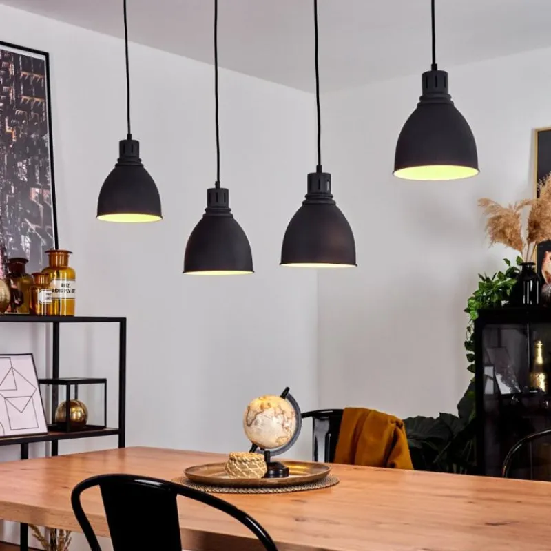 hofstein Suspension Malabe Bois foncé, Noir, 4 lumières