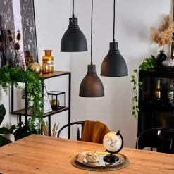 Lampes Vintages & Rétros-hofstein Suspension Malabe Bois foncé, Noir, 3 lumières