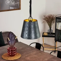 Lampes En Tissu-hofstein Suspension Malcotal Noir, 1 lumière