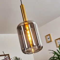 Suspension Verre Fumé-hofstein Suspension Maliali Gris, Laiton, 1 lumière