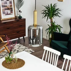 Suspension Verre Fumé-hofstein Suspension Maliali Gris, Laiton, 1 lumière