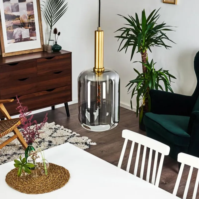 Suspension Verre Fumé-hofstein Suspension Maliali Gris, Laiton, 1 lumière