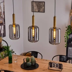 Suspension Verre Fumé-hofstein Suspension Maliali Laiton, Noir, 3 lumières