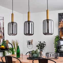 Suspension Verre Fumé-hofstein Suspension Maliali Laiton, Noir, 3 lumières