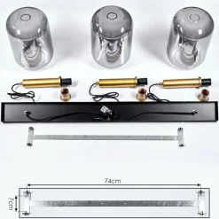 Suspension Verre Fumé-hofstein Suspension Maliali Laiton, Noir, 3 lumières