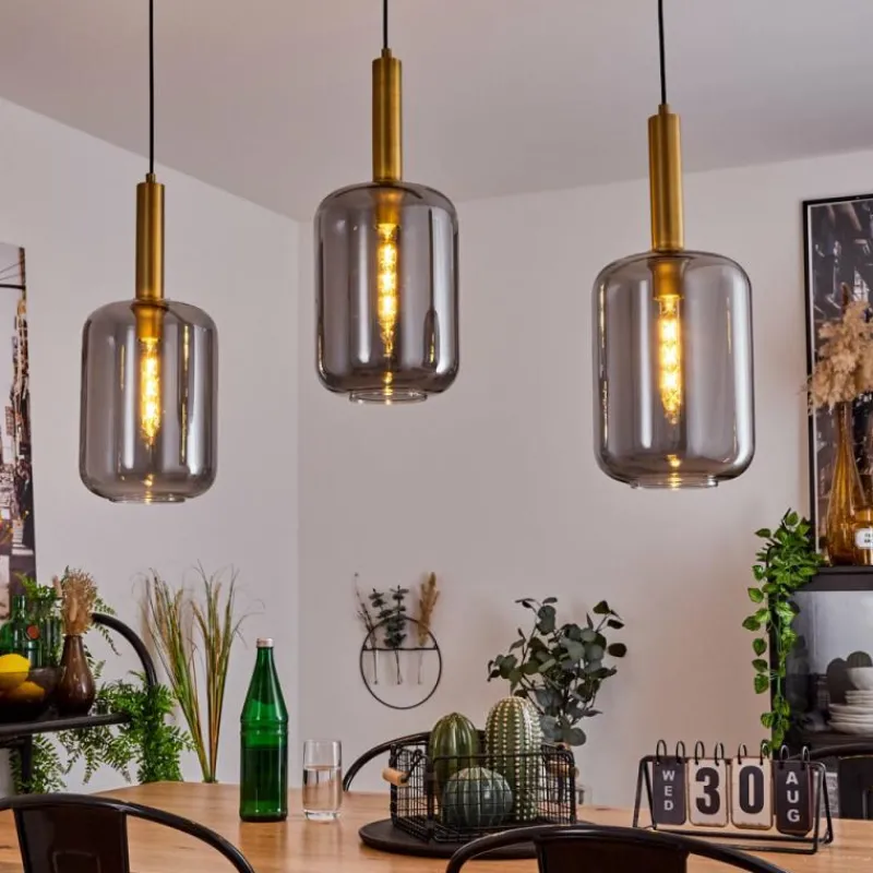 Suspension Verre Fumé-hofstein Suspension Maliali Laiton, Noir, 3 lumières