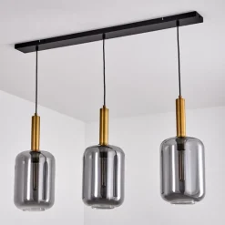 Suspension Verre Fumé-hofstein Suspension Maliali Laiton, Noir, 3 lumières