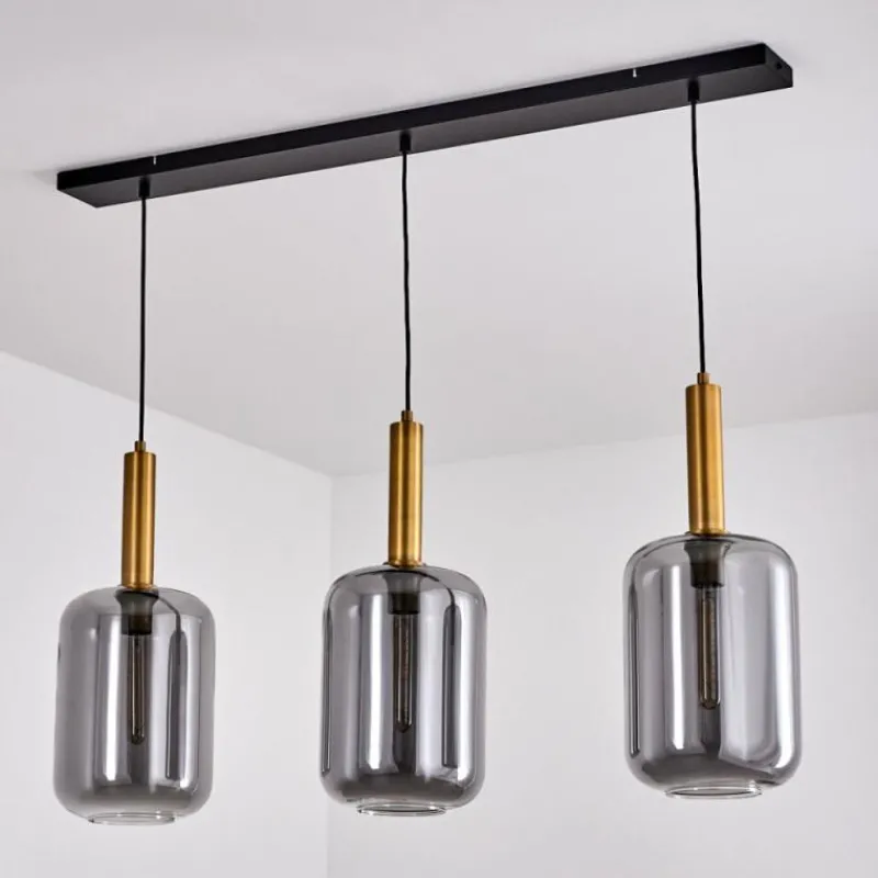 Suspension Verre Fumé-hofstein Suspension Maliali Laiton, Noir, 3 lumières