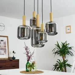 Lampes Dorées-hofstein Suspension Maliali Or, Laiton, Noir, 5 lumières