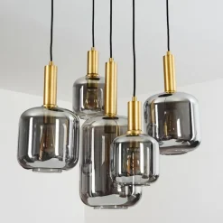 Lampes Dorées-hofstein Suspension Maliali Or, Laiton, Noir, 5 lumières