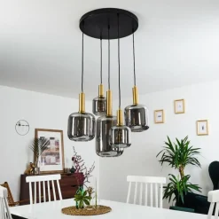 Lampes Dorées-hofstein Suspension Maliali Or, Laiton, Noir, 5 lumières