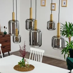 Lampes Dorées-hofstein Suspension Maliali Or, Laiton, Noir, 6 lumières